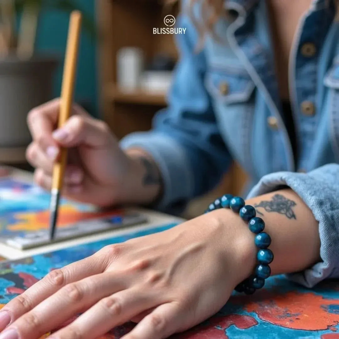 Blue Tiger's Eye Bracelet - Clarity, Balance, Protection