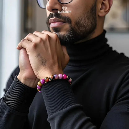 Rainbow Tiger's Eye Bracelet - Peace, Empowerment, Stability