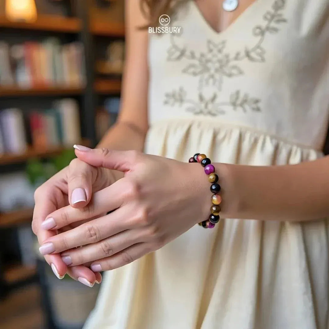 Rainbow Tiger's Eye Bracelet - Peace, Empowerment, Stability