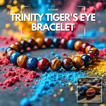 Trinity Tiger's Eye Bracelet - Courage, Confidence, Harmony